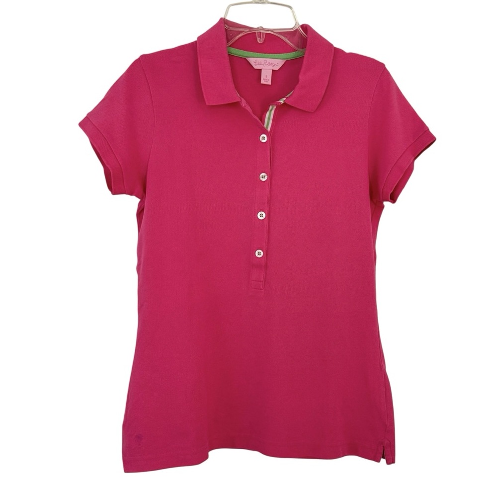 Lily Pulitzer Pink Pima Cotton Blend Short Sleeve Polo Shirt Size S